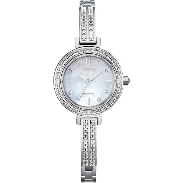 au maison Silhouette Crystal White Dial Stainless Steel Bracelet EM0860-51D