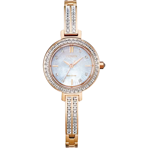 au maison Silhouette Crystal White Dial Stainless Steel Bracelet EM0863-53D