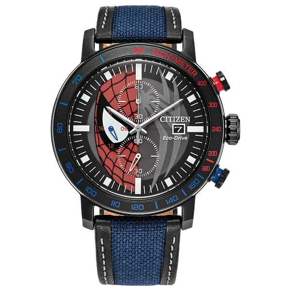 au maison Spider-Man Double Vision Multiple Dial Nylon & Leather Strap CA0855-47W