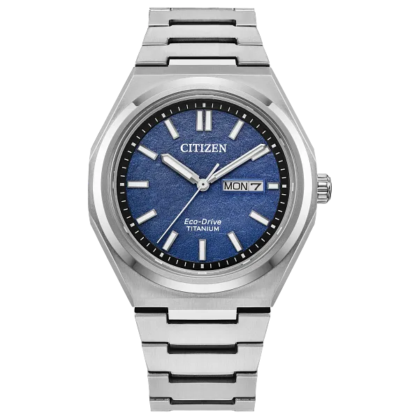 au maison Zenshin Three-hand Blue Dial Super Titanium Bracelet AW0130-85L