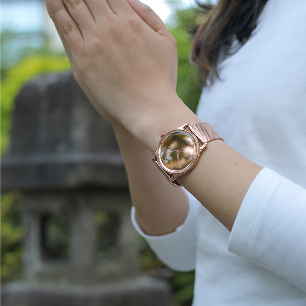 August Berg 38mm Rose Gold Watch With Rose Gold Mesh Strap