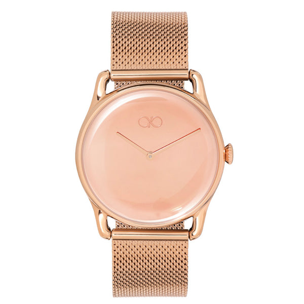 august berg 38mm Rose Gold Watch With Rose Gold Mesh Strap