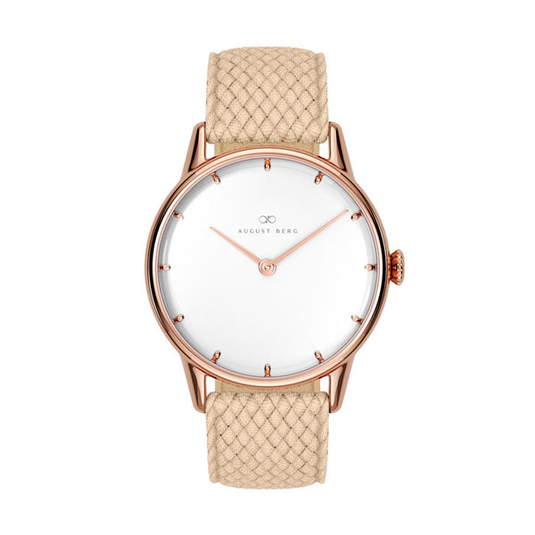 august berg Blanc Rose Gold Watch With Cream Strap