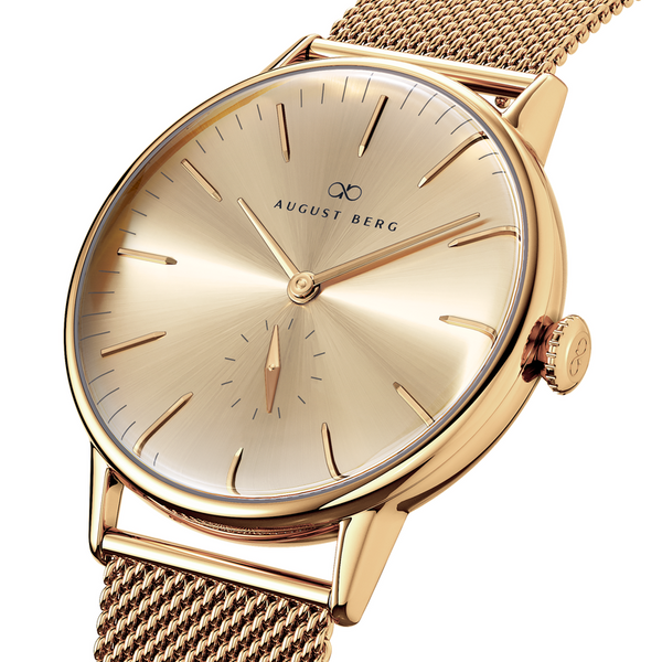 August Berg Gold Watch With Gold Mesh Strap