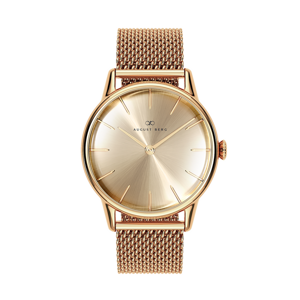 August Berg Gold Watch With Gold Mesh Strap