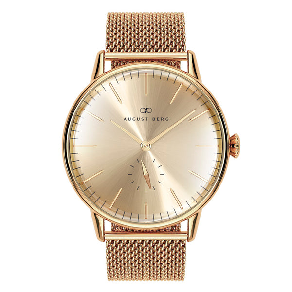 august berg Gold Watch With Gold Mesh Strap