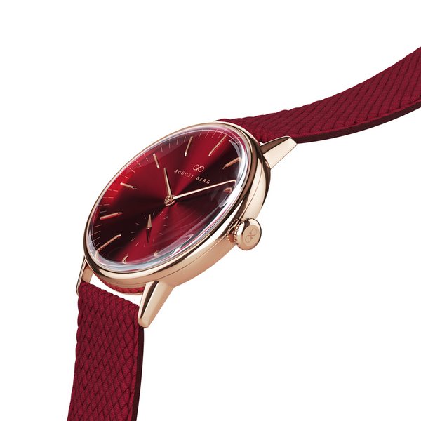 August Berg Burgundy Rose Gold Watch With Burgundy Strap