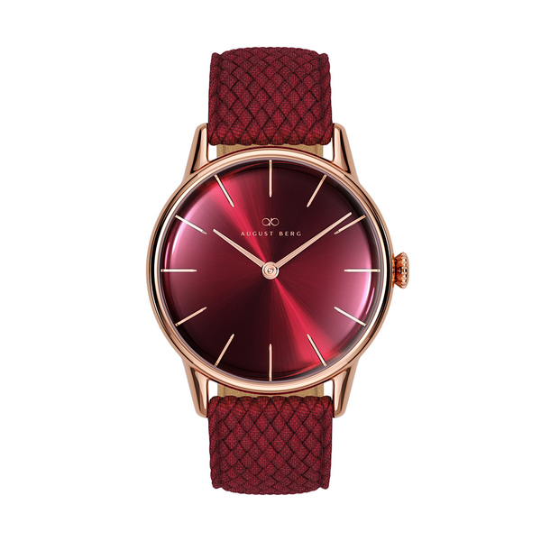 August Berg Burgundy Rose Gold Watch With Burgundy Strap