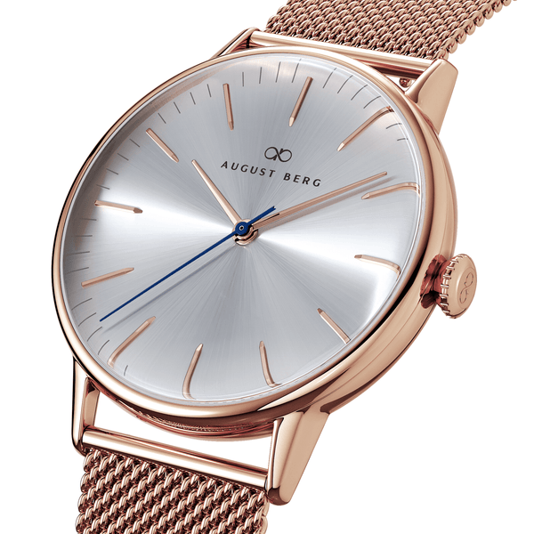 August Berg Buy Online Rose Gold Classic Simply Mesh Watch | August Berg