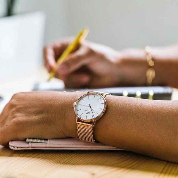 August Berg Buy Online Rose Gold Classic Simply Mesh Watch | August Berg