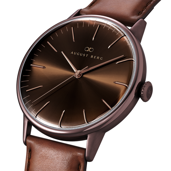 August Berg Cuppa Brown Watch With Brown Leather Strap