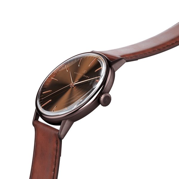 August Berg Cuppa Brown Watch With Brown Leather Strap