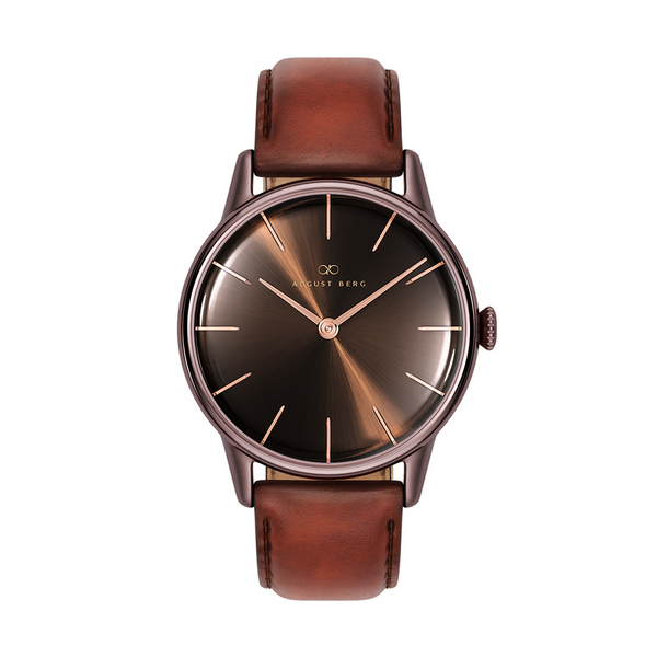 August Berg Cuppa Brown Watch With Brown Leather Strap