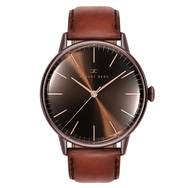august berg Cuppa Brown Watch With Brown Leather Strap