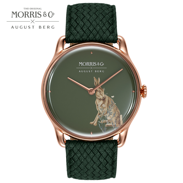 august berg Morris & Co. Crimson Rose Gold Forest Hare Watch