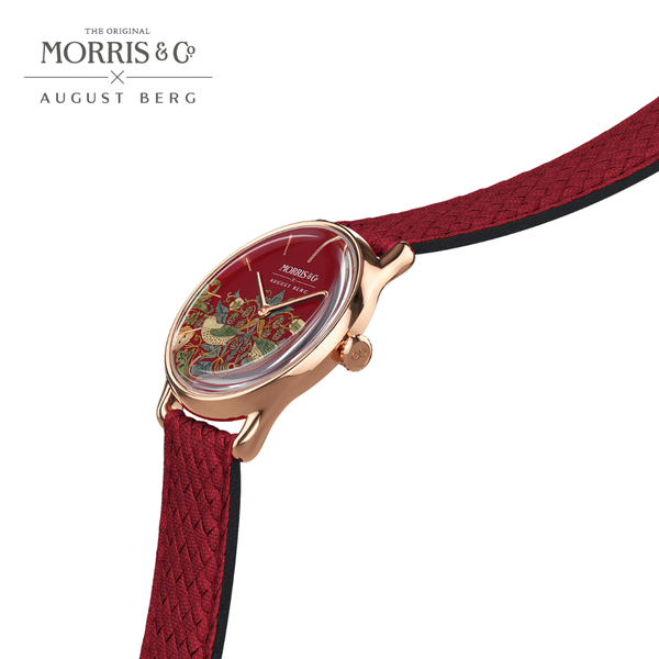August Berg Morris & Co. Crimson Rose Gold Strawberry Thief Watch