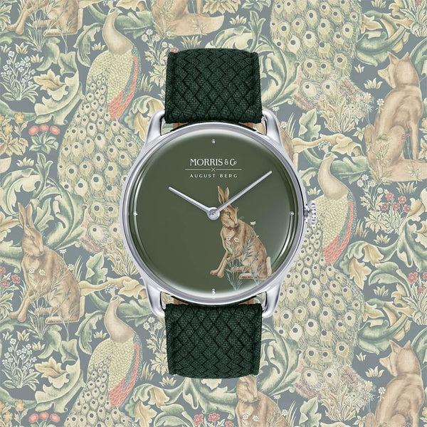 August Berg Morris & Co. Crimson Silver Forest Hare Watch