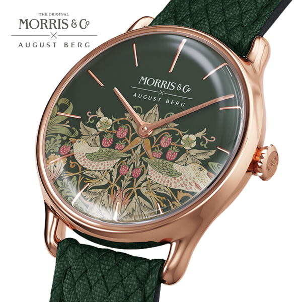 August Berg Morris & Co. Fennel Rose Gold Strawberry Thief Watch