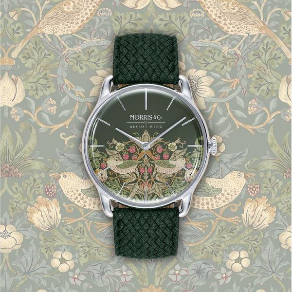 August Berg Morris & Co. Fennel Silver Strawberry Thief Watch