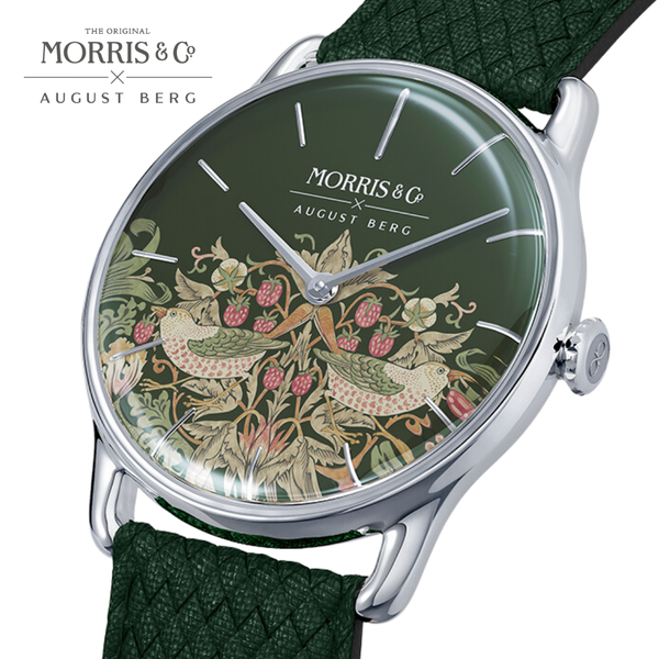 August Berg Morris & Co. Fennel Silver Strawberry Thief Watch