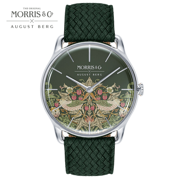 august berg Morris & Co. Fennel Silver Strawberry Thief Watch
