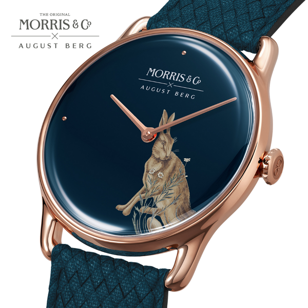 August Berg Morris & Co. Indigo Rose Gold Forest Hare Watch