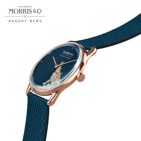 August Berg Morris & Co. Indigo Rose Gold Forest Hare Watch
