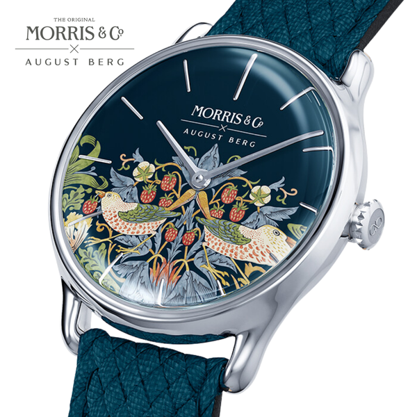 August Berg Morris & Co. Indigo Silver Strawberry Thief Watch