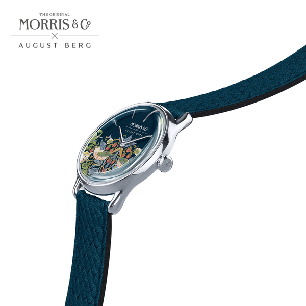August Berg Morris & Co. Indigo Silver Strawberry Thief Watch