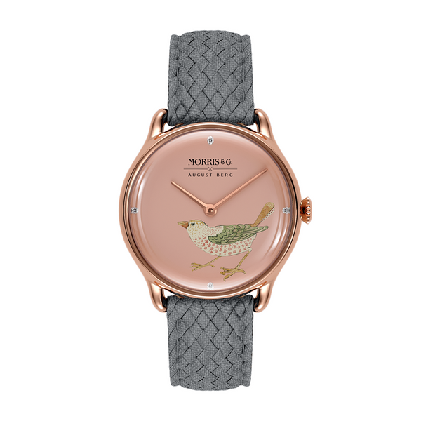 August Berg Morris & Co. Primrose Rose Gold Strawberry Thief Bird Watch