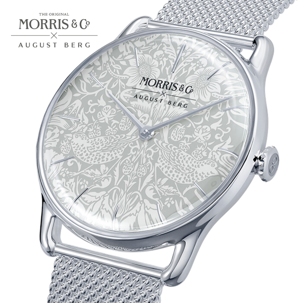 August Berg Morris & Co. Silver Strawberry Thief Watch