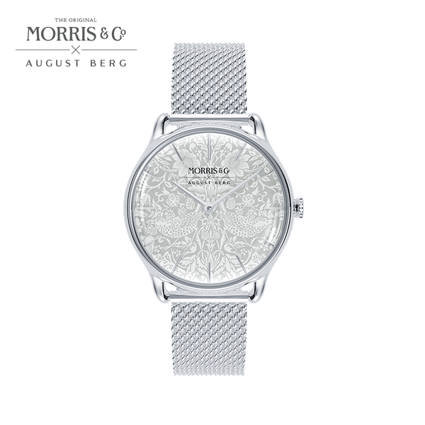 august berg Morris & Co. Silver Strawberry Thief Watch