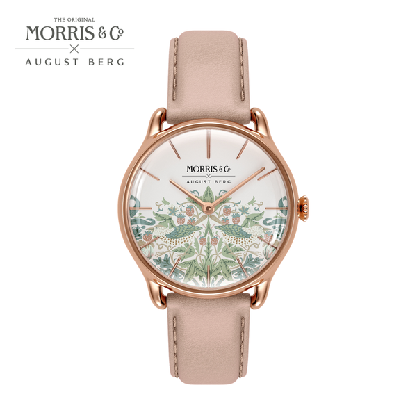 august berg New Simply Strawberry Thief | Cochineal Pink Italian Leather