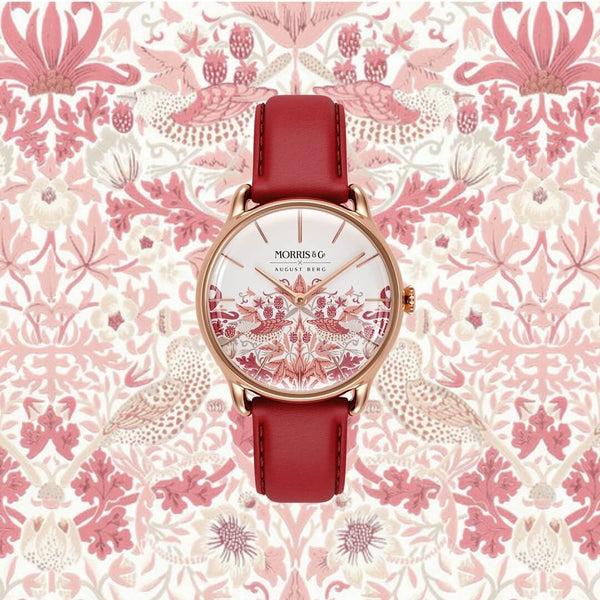 August Berg New Simply Strawberry Thief | Madder Rouge Italian Leather