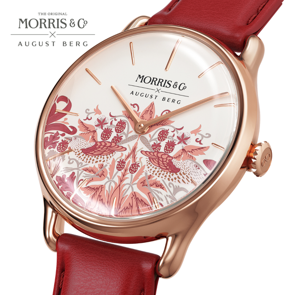 August Berg New Simply Strawberry Thief | Madder Rouge Italian Leather