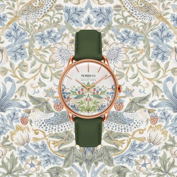 August Berg New Simply Strawberry Thief | Madder Rouge Italian Leather