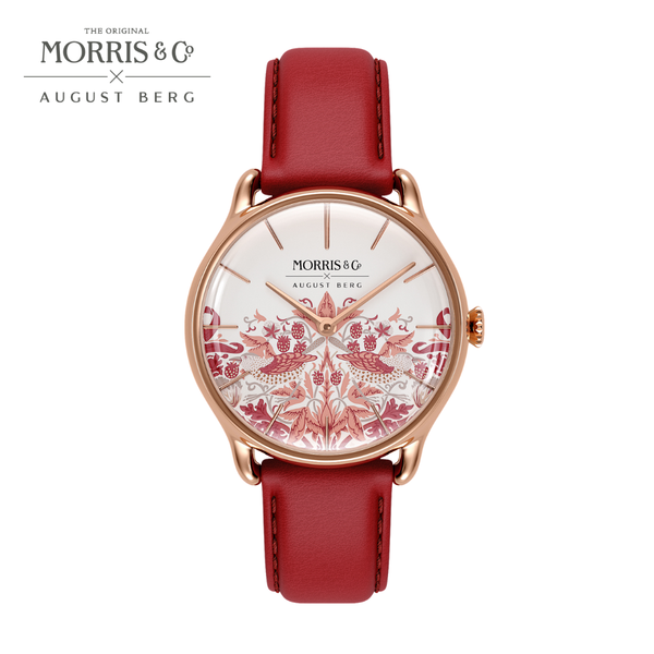 august berg New Simply Strawberry Thief | Madder Rouge Italian Leather