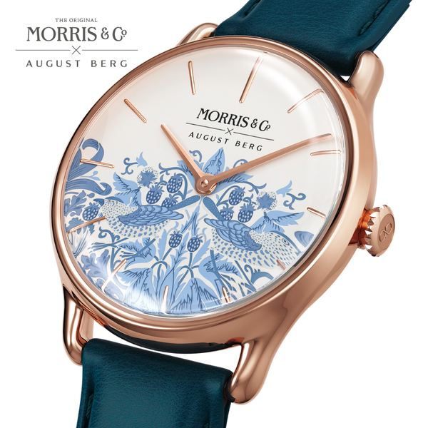 August Berg New Simply Strawberry Thief | Woad Blue Italian Leather