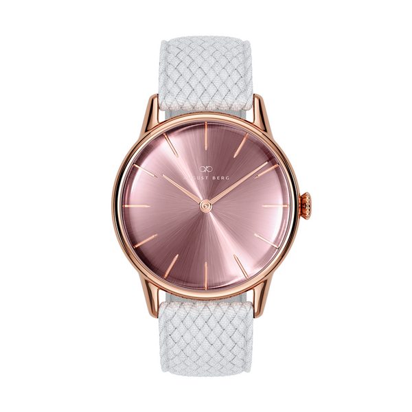August Berg Orchid Rose Gold Watch With White Strap