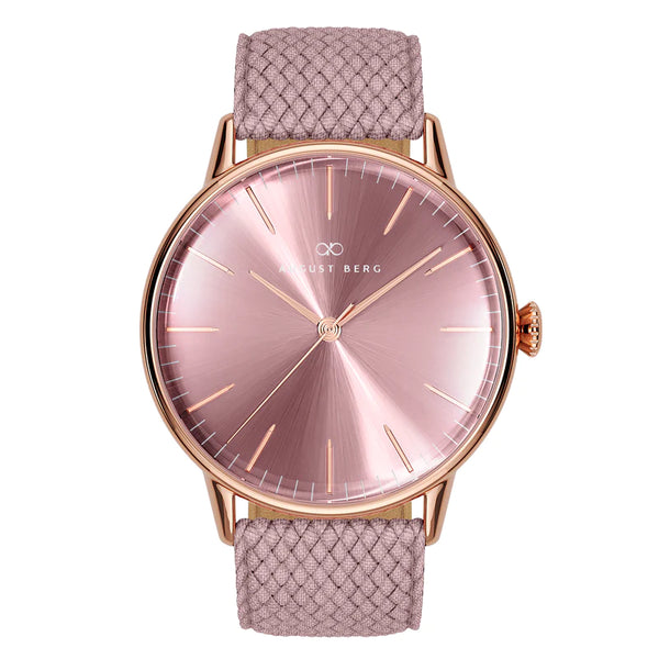 August Berg Orchid Rose Gold Watch With White Strap
