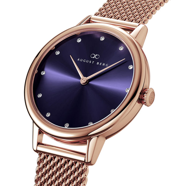 August Berg Petite Strawberry Thief Silver Fennel Perlon Strap Watch