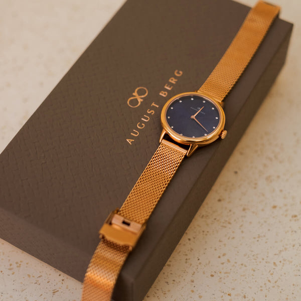 August Berg Petite Strawberry Thief Silver Fennel Perlon Strap Watch