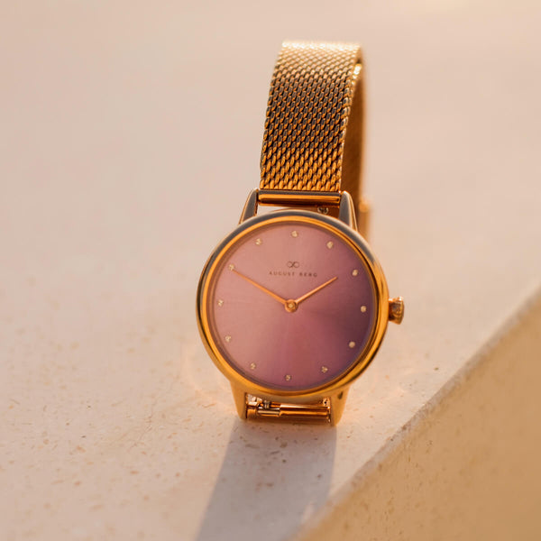 August Berg Petite Strawberry Thief Silver Fennel Perlon Strap Watch