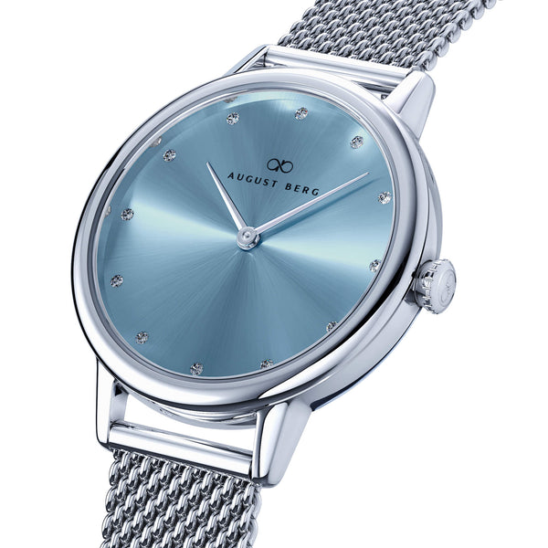 August Berg Petite Strawberry Thief Silver Fennel Perlon Strap Watch