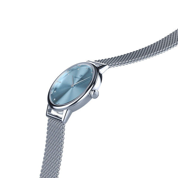 August Berg Petite Strawberry Thief Silver Fennel Perlon Strap Watch