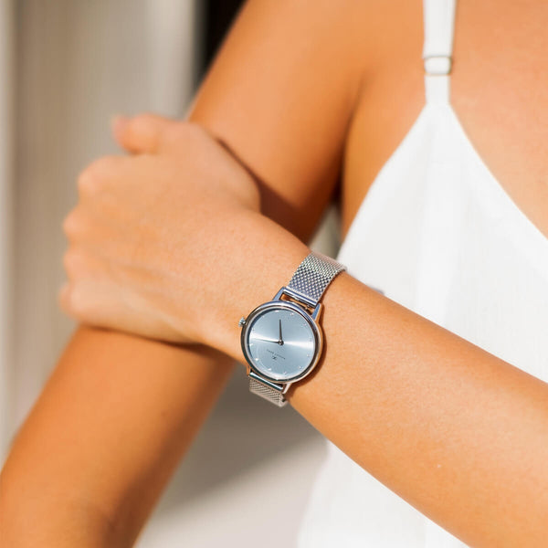 August Berg Petite Strawberry Thief Silver Fennel Perlon Strap Watch