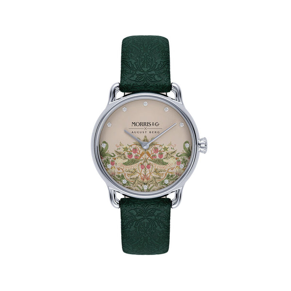 august berg Petite Strawberry Thief Silver Fennel Perlon Strap Watch