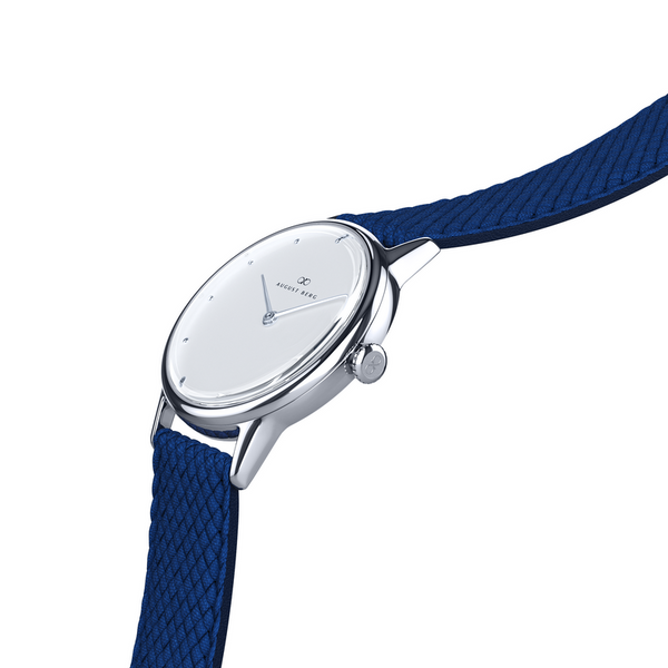 August Berg Shop Blanc Dot Silver Perlon Wrist Watch At August Berg