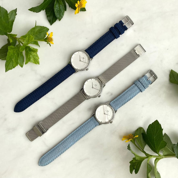 August Berg Shop Blanc Dot Silver Perlon Wrist Watch At August Berg