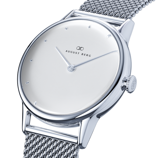 August Berg Shop Serenity Blanc Mesh Wrist Watch From August Berg
